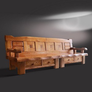 [마루엔개비]우리참마루 짜맞춤 원목소파 서랍 수납형 4인 3인, 사이즈:4인소파