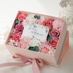 라솔트 비누꽃 생화 플라워 반전 용돈박스 + 메세지 카드 + OPP 비닐 20장 + 전용 쇼핑백, 핑크, 1개