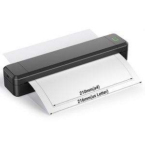 SILUNA 휴대용 A4 블루투스 무선 프린터 열전사 감열식 프린터 + 타투전사/오답노트 프린팅 지원, 1세트, X8 프린터 블랙